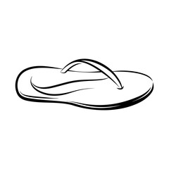 Black silhouette summer thong sandal icon and vector illustration