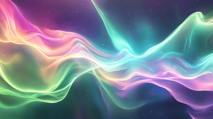 A vibrant abstract wave of colors flowing harmoniously in a cosmic background.