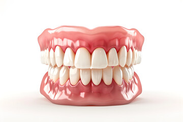 Obraz premium Dental jaw, 3D jaw mockup on a white background. Template for the presentation of healthy teeth, correct bite, orthodontic treatment.