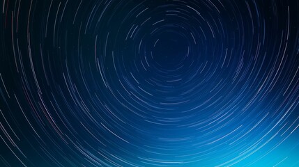 Captivating night sky featuring star trails in a circular motion, creating a mesmerizing visual effect of celestial beauty.