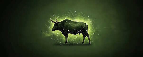 Obraz premium Taurus constellation, earthy green glow reflecting calm and persistent personality, Watercolor style