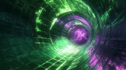 Obraz premium green and purple warp gate to another universe in fantasy version