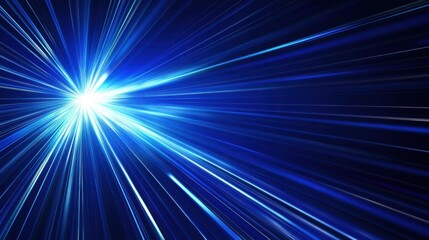 Obraz premium A vibrant burst of blue light rays emanating from a central point, creating a dynamic effect.