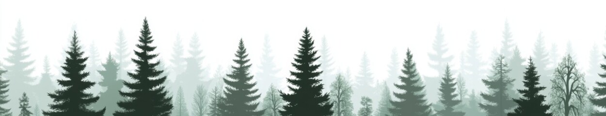 Fototapeta premium An abstract modern illustration with a woodland environment including grass, trees, and shrubs. Isolated on white background with trees, grass, and shrubs.