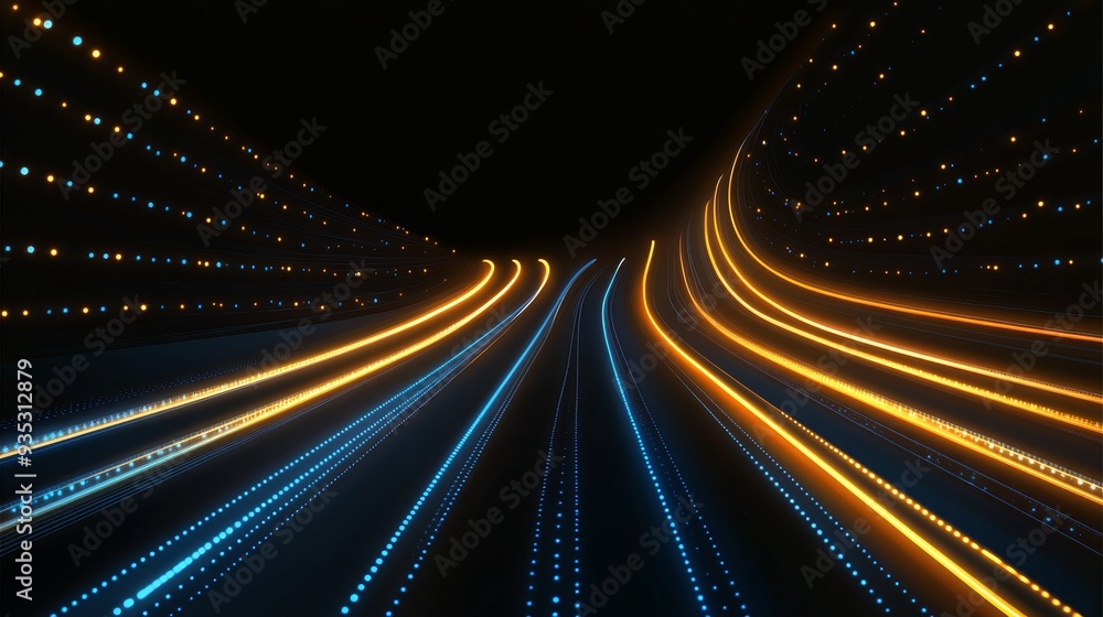 Poster generating stock based on a technology background for fiber optic network cables.