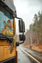 Truck with World Map on the Side