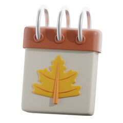 3D Autumn Leaf Calendar Icon
