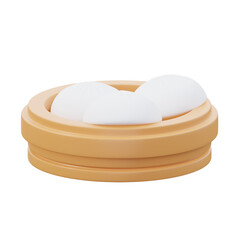 3D Chinese Steamed Buns On Plate