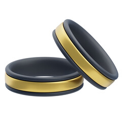 Stylish 3D Black And Gold Rings Design