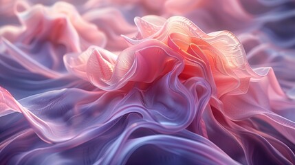 Delicate Swirls of Colorful Fabric Laying on Smooth Surface Under Bright Light