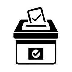 Black silhouette line art style vote poll ballot box icon and vector illustration