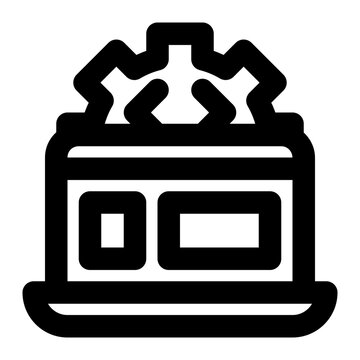 black laptop with gear icon clip art preview