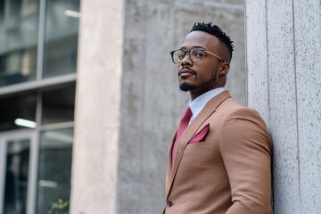 An individual prepares for a personal branding photo shoot, with a stylish outfit and a confident pose