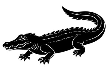 Alligator vector silhouette, crocodile icon, Crocodile and alligator silhouette
