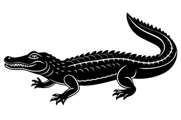 Alligator vector silhouette, crocodile icon, Crocodile and alligator silhouette
