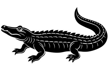 Alligator vector silhouette, crocodile icon, Crocodile and alligator silhouette
