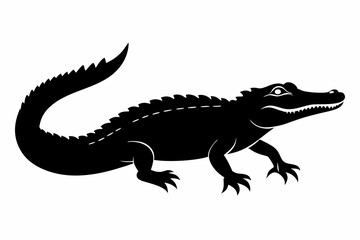 Alligator vector silhouette, crocodile icon, Crocodile and alligator silhouette
