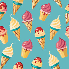 Seamless pattern with ice cream and pop vector image