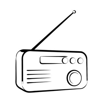 recommend clip art: Black silhouette cyberspace broadcasting line art radio icon and vector illustration