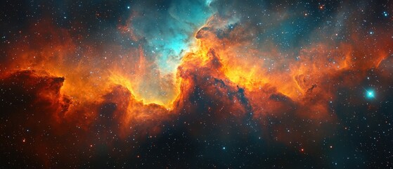 Cosmic Nebula with Stars and Clouds