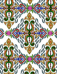 Thai pattern hand drawing design element seamless textile style