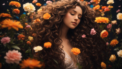 portrait of a woman with flowers