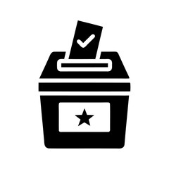 Black silhouette vote poll ballot box icon and vector illustration