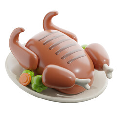 3D Grilled Turkey With Vegetables for Autumn