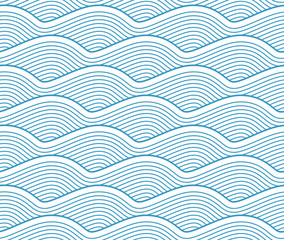 Seamless pattern with blue waves