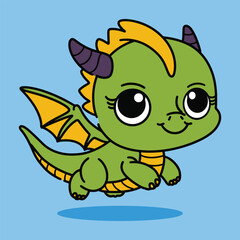 Cute Dragon 2D cartoon character clipart