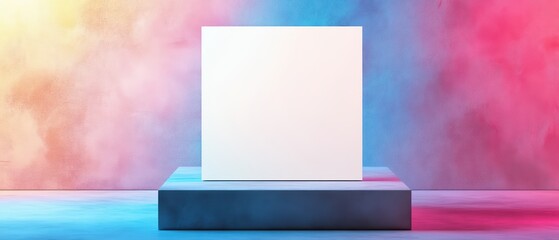 A minimalist platform showcasing a blank canvas in vibrant colors, perfect for creative displays or artistic presentations.