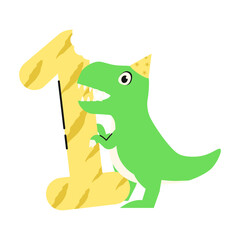 Dino Birthday Number 1 One Year Old