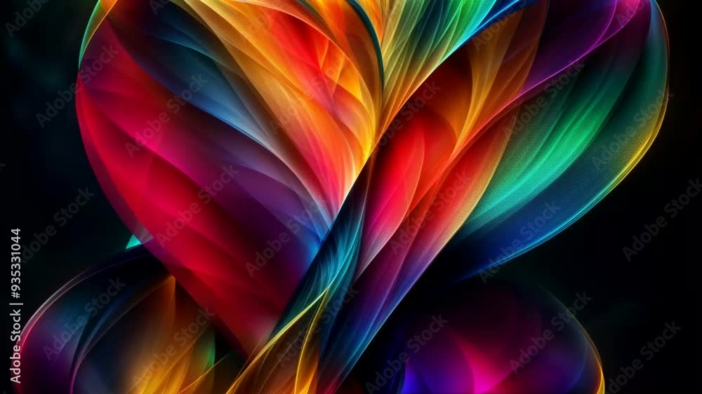 Wall mural abstract colorful wavy background with swirling rainbow pattern, flowing lines, blurry floated wave,