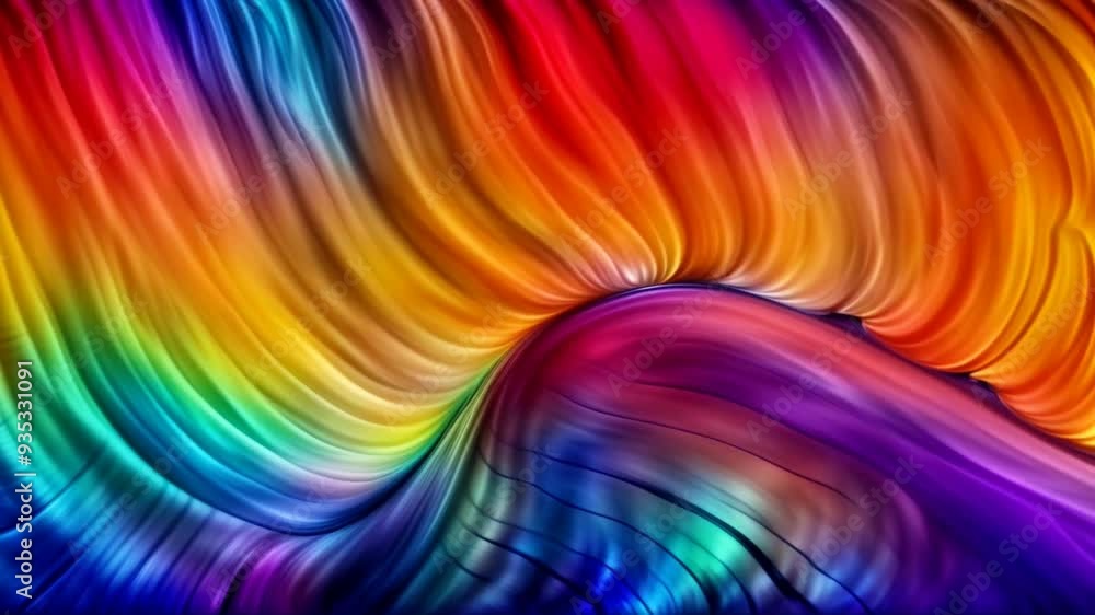 Wall mural abstract colorful wavy background with swirling rainbow pattern, flowing lines, blurry floated wave,