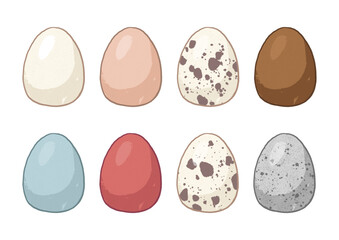 Illustration of different edible eggs
