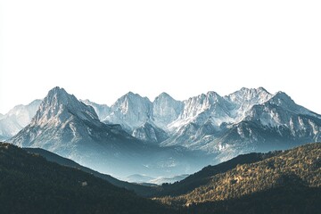 The mountains are covered in snow and the sky is clear