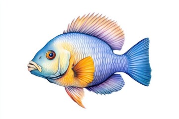 Fototapeta premium A vibrant, colorful illustration of a fish showcasing intricate details and a stunning color palette.