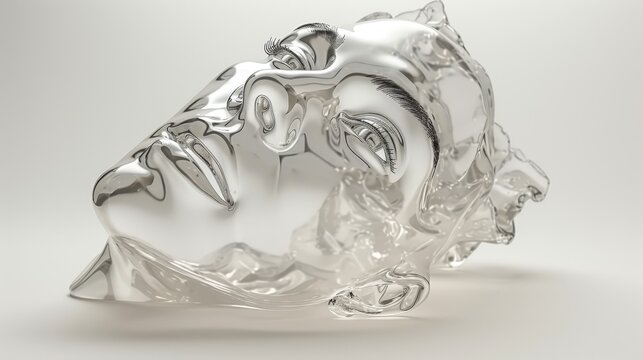A silver face is reflected in a glass surface