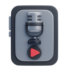 3D Smartphone Podcast Microphone and Play Button