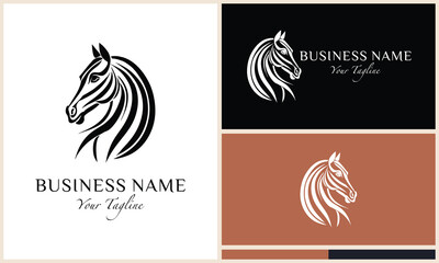 line art horse head letter a logo