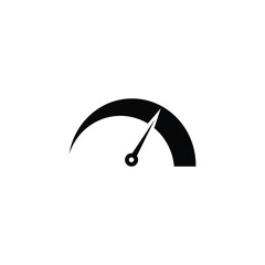 Speedometer black and white flat vector icon design. Speed symbol and clip art