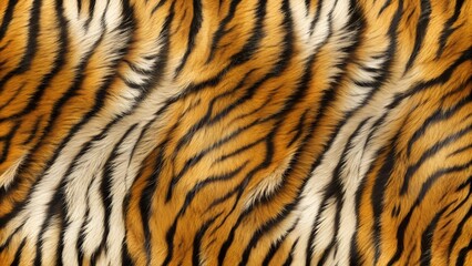 Fototapeta premium Vibrant Tiger Fur Texture in Orange and Black Stripes for Wildlife Themes