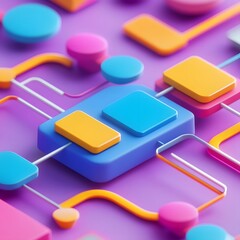 3D illustration of flowchart, symbolizing business processes, efficiency, and workflow