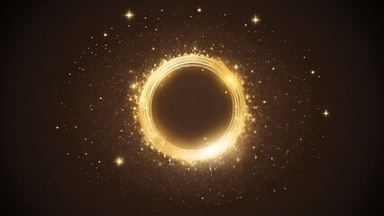 Golden ring with a sparkling celestial glow against a dark background. Perfect for luxury jewelry or celestialthemed designs.
