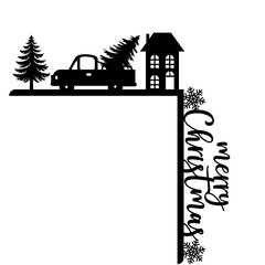 Obraz premium Christmas Door Corner,Christmas decor laser file