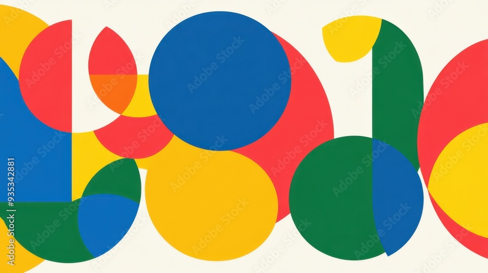 Poster explore a vibrant graphic design filled with colorful circles and shapes, blending abstract architec
