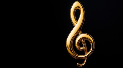 Golden Treble Clef Glowing Against A Dark, Elegant Background 