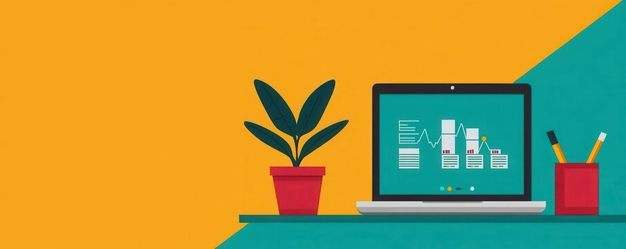 Data visualization with algorithms calculating insights, flat design illustration