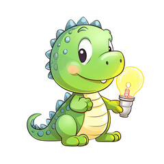 Fototapeta premium Cute Crocodile with Light Bulb Clipart Illustration