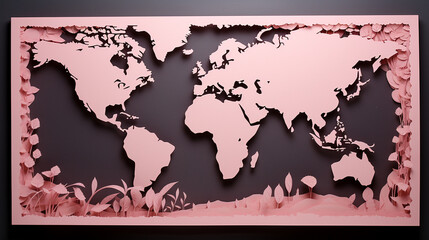 paper crafting style world map